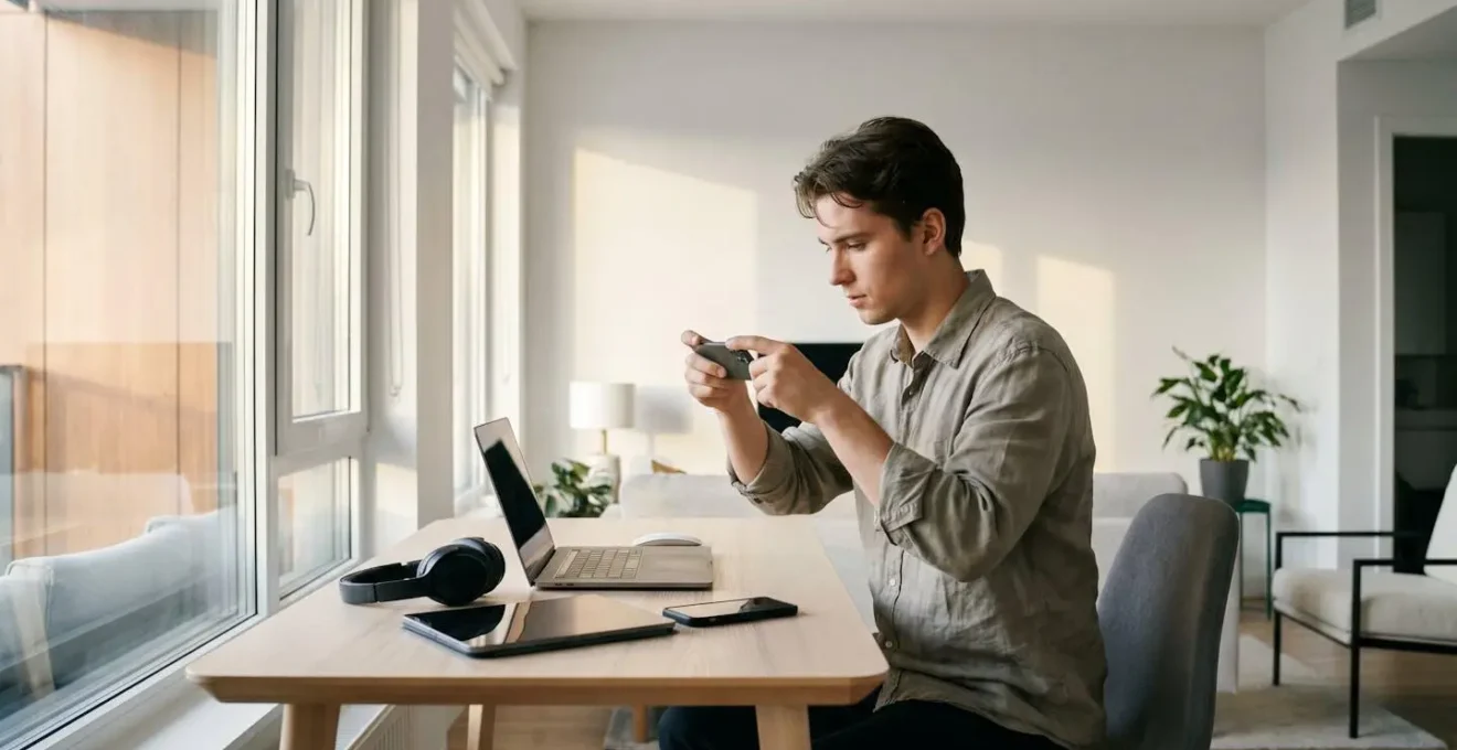 Locataire organisé documentant ses biens technologiques pour son assurance habitation