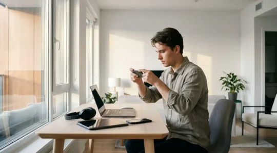 Locataire organisé documentant ses biens technologiques pour son assurance habitation