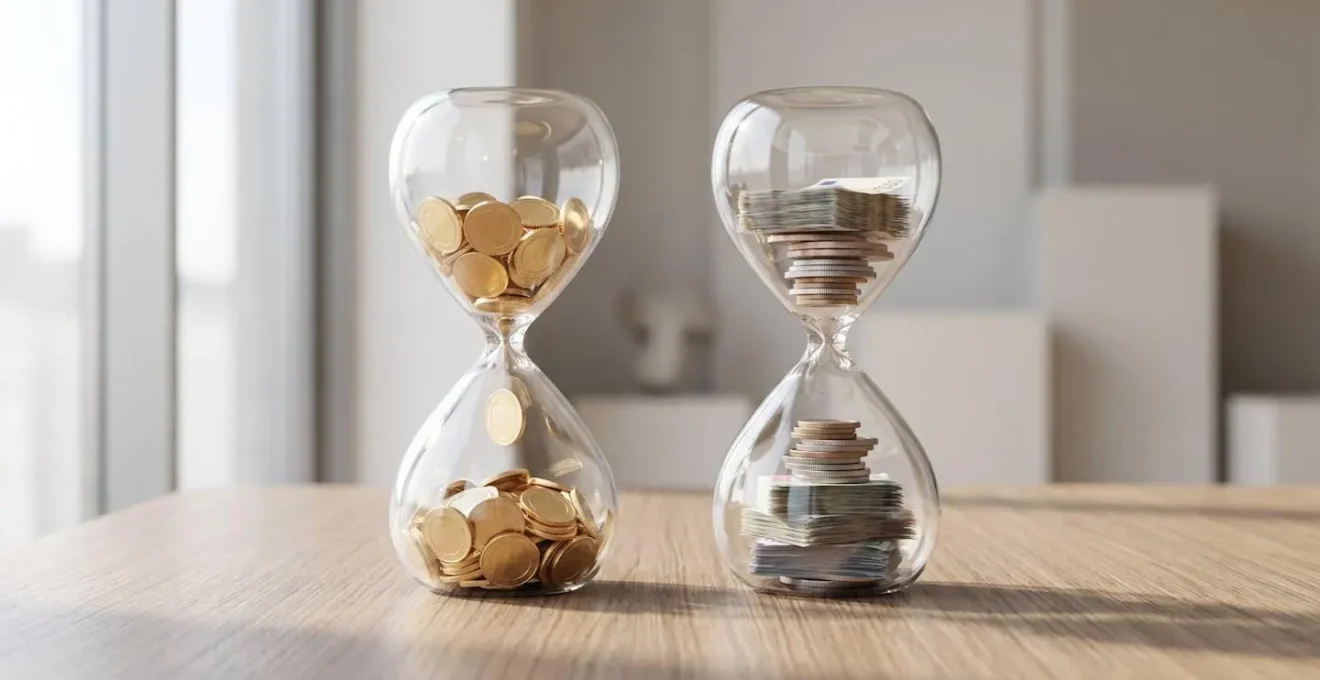 Concept financier d'assurance de prêt immobilier avec évolution des coûts