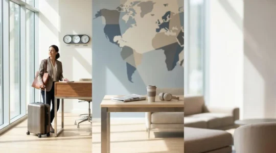 Consultant professionnel préparant une mission internationale, symbole de mobilité et responsabilité