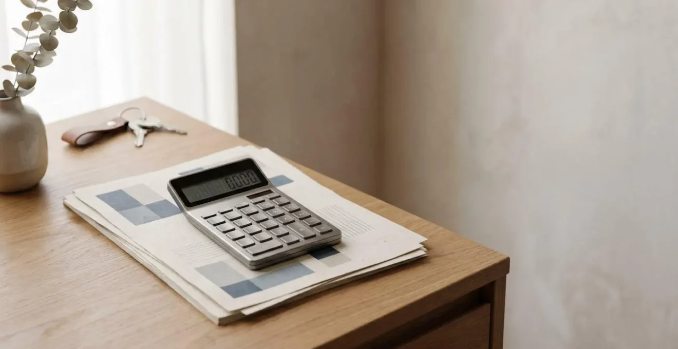 Calculatrice et documents d'assurance illustrant le choix entre option valeur à neuf et vétusté déduite pour mobilier