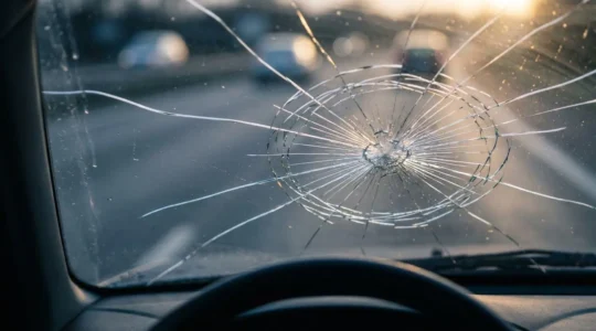 Pare-brise automobile fissuré avec impact sur l'assurance et risque de radiation