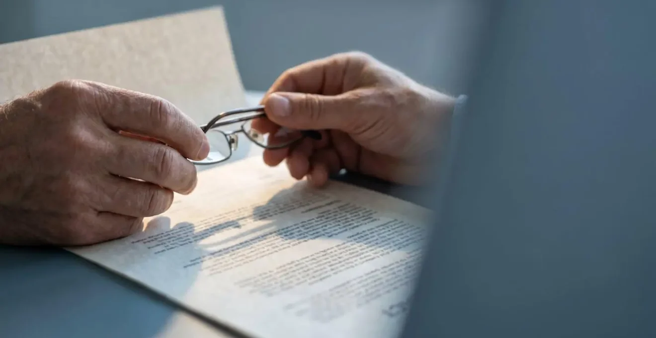 Personne vulnérable face à un document contractuel complexe symbolisant les clauses restrictives d'assurance